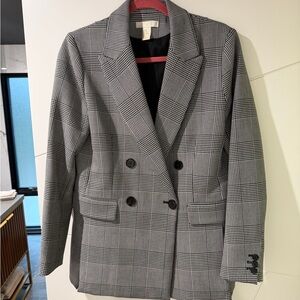 H&M Black and White Checkered Blazer